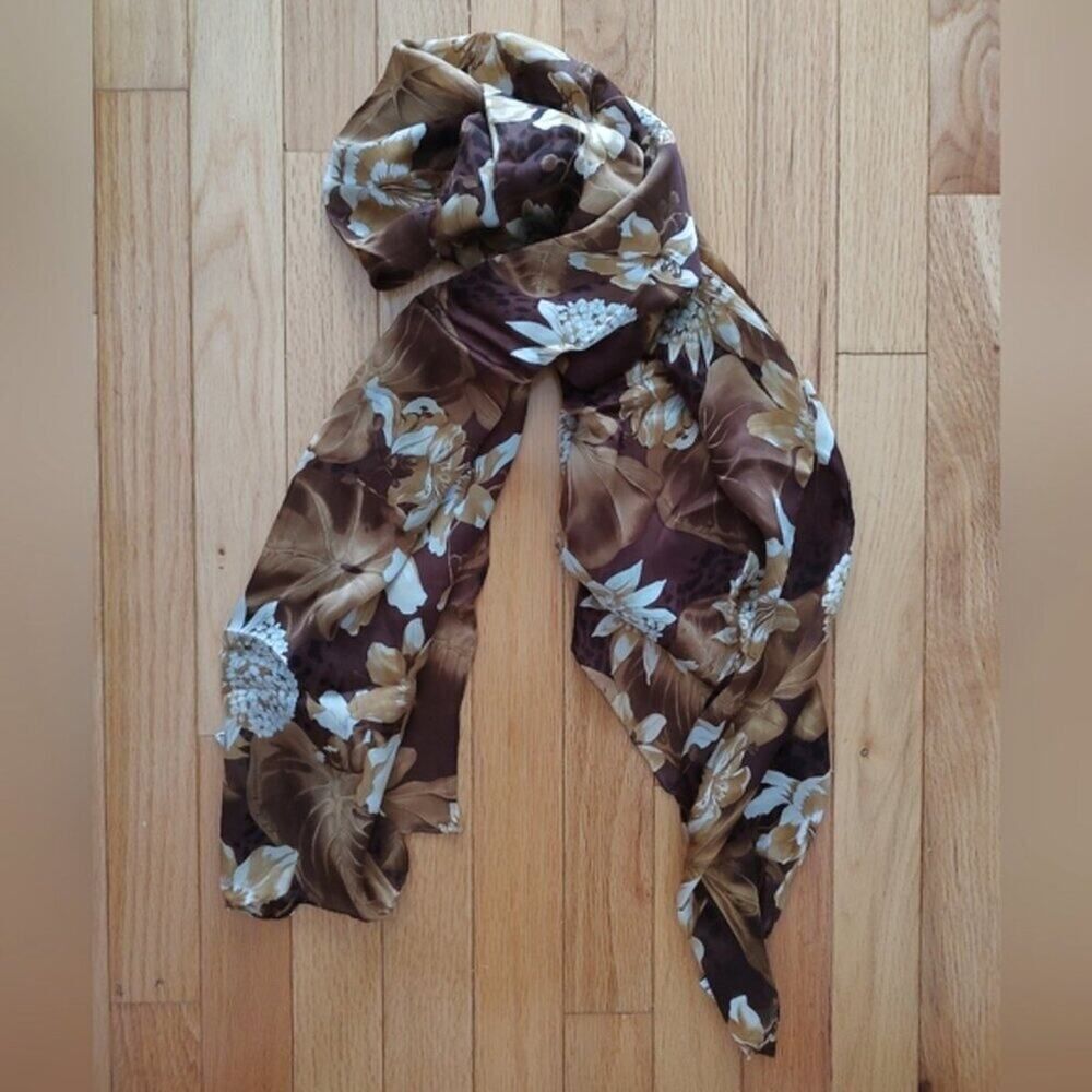 Salvatore Ferragamo silk floral long shawl scarf w/COA